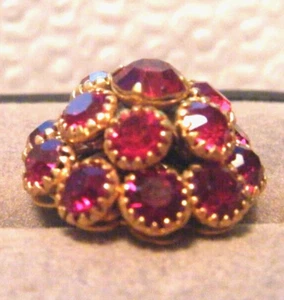 Antique Jewel 3 tiara Button prong red  color stones metal shank about 6/8" - Picture 1 of 3