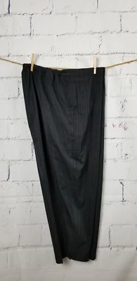 Maggie Barnes Petite Black Pinstripe Pants Plus 26W Flat Front Zip Back elastic - Image 1 of 4
