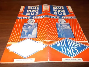1940 Blue Ridge Lines Vintage Bus System Fahrplan / 01.11.1940 - Bild 1 von 2