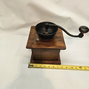 Vintage Stil Gusseisen und Holz Box Kaffeemühle Handkurbel - Bild 1 von 17