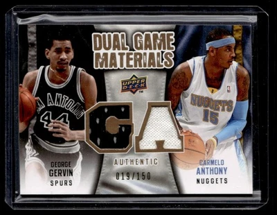 2009-10 Cubierta Superior Doble Juego Materiales Oro George Gervin/Carmelo Anthony Foto 1 de 2