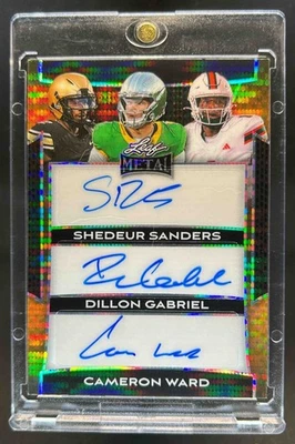 2025 Leaf Metal Shedeur Sanders Dillon Gabriel Cameron Ward Auto RC Gold #1/1 - Image 1 of 2
