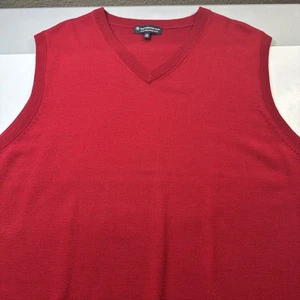 HART SCHAFFNER MARX Mens Extra Fine Merino Wool Sweater Vest Red Size 2XB #003 - Picture 1 of 12