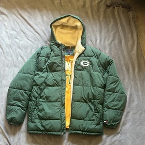 Tommy Hilfiger Green Bay Packers, Nfl, Hooded Full Zip Puffer Coat Men’s Medium - Picture 1 of 12