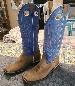 Mens Boots-RL ROCKIN LEATHER Cowboy Boots distressed 6.5B Noy - Picture 1 of 8