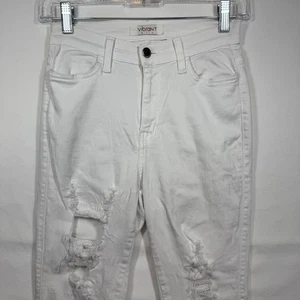 Vibrante M.I.U. Jeans skinny donna bianco invecchiato con orlo sfilacciato strappato taglia 7 - Foto 1 di 12