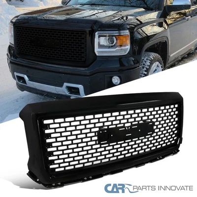 Glossy Black Mesh Grille For 14-15 GMC Sierra 1500 Upper Front Bumper Hood Grill - Изображение 1 из 4