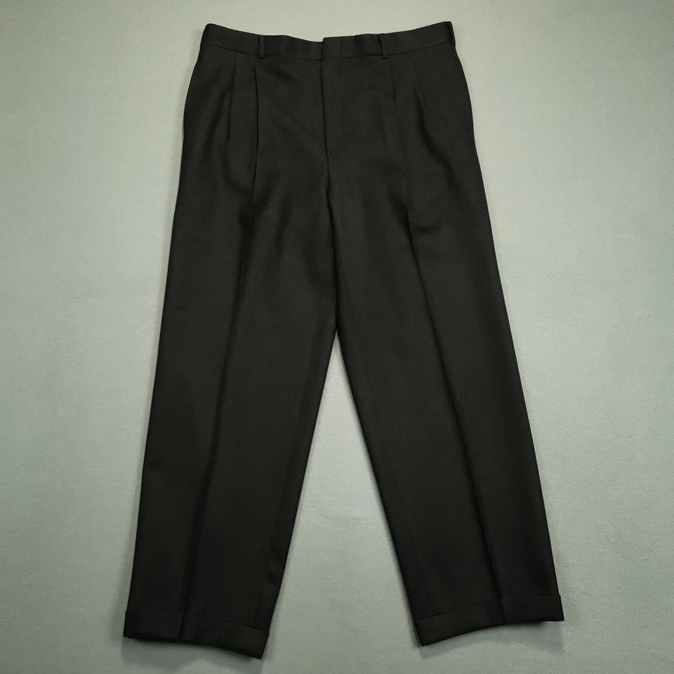 Pantalón de franela Mark Shale vintage para hombre 36 X 30 gris plisado puño recto Foto 1 de 4