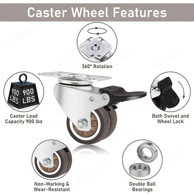 Möbelrollen Gummiräder 12 Zoll schwenkbar mit Bremse robuste Rollen - Bild 1 von 4