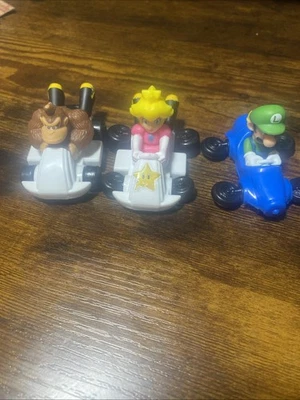 Nintendo Mario Kart 3 McDonald's Plastic Cars Lot 3 Luigi Peach And Donkey Kong - Image 1 of 3