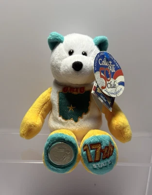 Moneda de cuarto de oso del estado OHIO - 17º estado. Peluche 8" Tesoros Limitados. 2002. Foto 1 de 4
