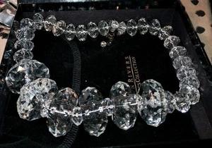 JOAN RIVERS Huge Chunky Clear Lucite Faceted Beaded Necklace W Pouch And Box - Picture 1 of 10