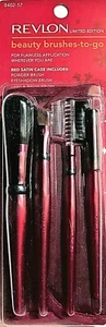 REVLON BEAUTY BRUSHES-TO-GO 8402-17 (4-PIECE EDITION) VINTAGE NEW SEALED ON CARD - Picture 1 of 2