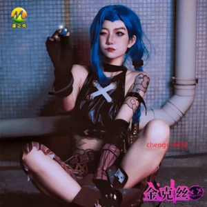 Arcano Temporada 2 League of Legends Jinx LOL Disfraz Juegos con disfraces Mujeres Top Pantalones Traje - Imagen 1 de 16