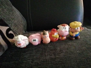 Vintage Toy People Farmer With Animals 5 Figures - Picture 1 of 5
