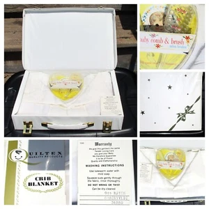 QUILTEX CRIB BLANKET SET 36 x 50" #7411 Pin Dish Brush Comb in Vinyl Case Retro - Picture 1 of 21