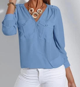 211418 Creation L by Witt Weiden Damen Bluse Crepe himmelblau NEu Gr. 36 - 52 - Bild 1 von 2