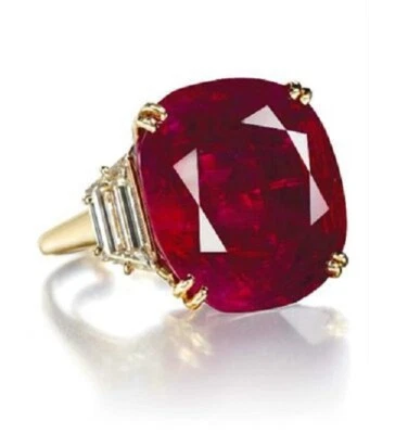 12ct Lab Burma Ruby Ring for Women 925 Sterling Silver Gold Vermeil Jewelry New - Image 1 of 2
