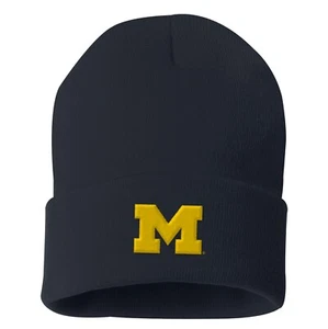 Gorro Michigan Primary Logo tejido liso con puños - azul marino - Imagen 1 de 3