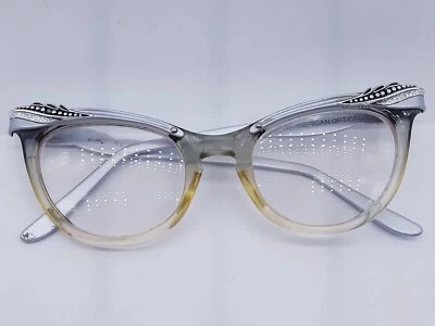 Anteojos Vintage Midcentury Cat Eye American Optical Silver Sassy Marcos 46/20 Foto 1 de 4