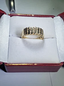 14k Yellow Gold Channel Set Diamond Ring ladies 21 stones - Picture 1 of 9