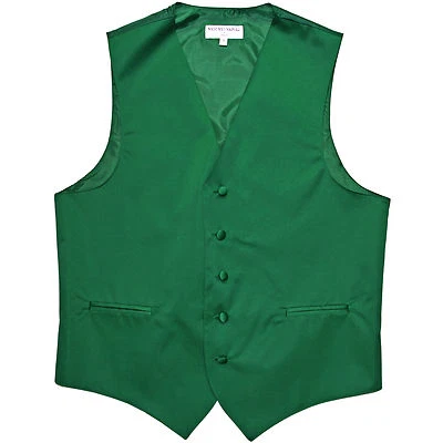 New polyester men's tuxedo vest waistcoat only wedding formal prom Emerald Green - Image 1 of 3