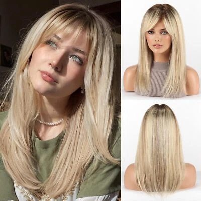 Парики Ombre светлые прямые человеческие волосы для женщин длина до плеч многослойные парики - Изображение 1 из 4