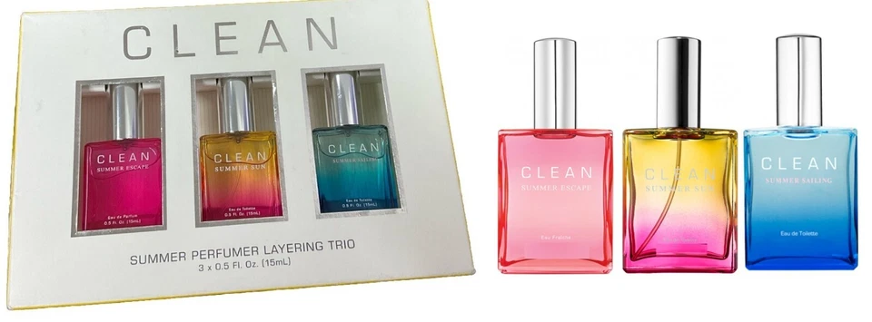 Trío de capas de perfumista de verano limpio 3 X 0,50 OZ NUEVO EN CAJA escape de verano, navegación, sol Foto 1 de 1