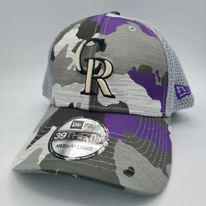 Colorado Rockies Hat New Era 39Thirty Baseball Cap Flex Fit Gray Black Camo - Picture 1 of 6