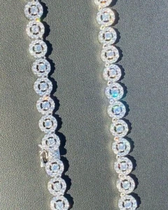 White Round Moissanite VVS Clarity Beautiful Sterling Silver Tennis Necklace - Picture 1 of 5