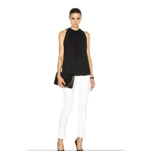 NWT HELMUT LANG Crepe Halter Top Black Tie Textured Blouse Sleeveless Shirred M - Picture 1 of 8
