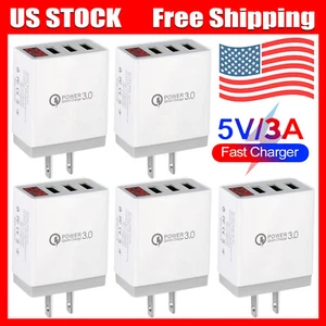 5PCS 3-Port Fast Quick Charge QC 3.0 USB Hub Wall Charger Power Adapter US Plug - Picture 1 of 10