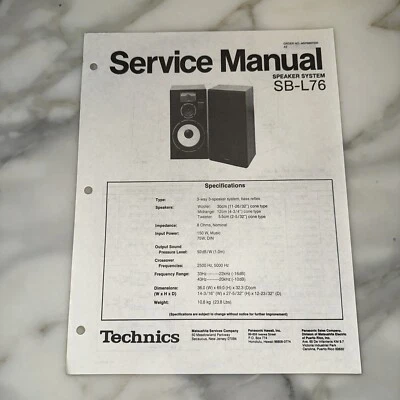 Manual de servicio técnico ~ Sistema de altavoces SB-L76 ~ Reparación original Foto 1 de 2