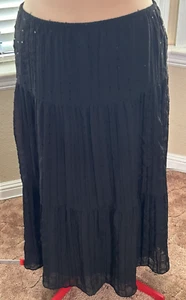 Maxi Skirt Womens Small Black Tiered Whimsigoth Sequins Fairy Boho Retro - Picture 1 of 12