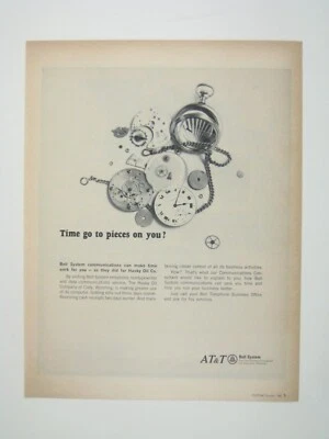 Reloj Bolsillo Vintage AT&T Bell System Print Ad 1966 Time Go To Pieces On You Foto 1 de 2