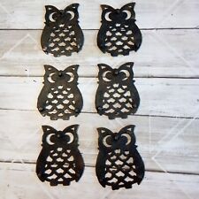 Vintage Owl Shape Cast Iron Trivets Set of 6 Made in Taiwan