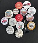 Lot of 15 random Finback buttons Vintage Staff ribbon Ross Perot Happy Easter