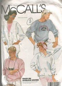 9529 McCalls Sewing Pattern Hooded Pullover Top Cardigan Size Large Vintage 80s - Picture 1 of 3