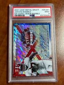 JAYLEN WADDLE 2021 Leaf Metal Red White Blue AUTO MARBLE /7 State Pride RC PSA 9 - Picture 1 of 2