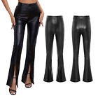 Womens Flare Pants Split Hem Bell Bottoms Holiday Trousers Slim Fit Clubwear