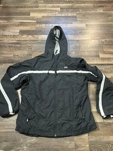 Nike Hooded Jacket Boys Youth Medium Full Zip Embroidered Swoosh Black Spellout - Picture 1 of 5