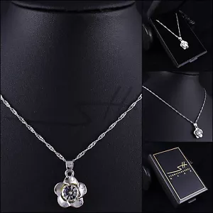 Regalo collana fiore, catenina donna, oro bianco, + astuccio, regalo festa della mamma - Foto 1 di 8
