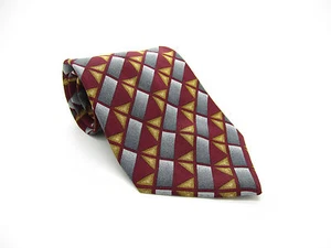 Corbata de patrón geométrico marrón BRANDINI Le Collections hecha en EE. UU. - Imagen 1 de 2