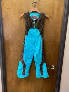 Kid's Obermeyer lite teal snow, faux fur vest. I -Grow. Size 6. Prev.Owned - Picture 1 of 2