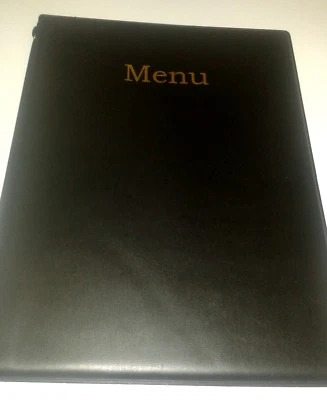 SPIRITUALGATEWAY QTY 16 A4 MENU COVER IN BLACK LEATHER LOOK PVC+ 6 A4 POCKET FIXED BY CHORD