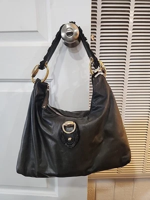 Gucci Sabrina Large Dark Green Leather Hobo Purse Ruffle Accents Gold Hardware - Image 1 of 4