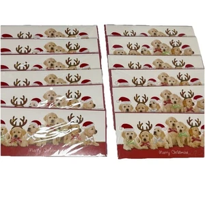 Burgoyne Elegant Hand Crafted Christmas Card Envelope Labrador Puppies Lot Of 12 - Picture 1 of 4