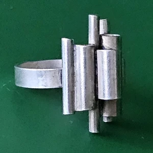 Mid Century Danish Modern Modernist geometrische Röhren Sterlingsilber Ring Marke PT - Bild 1 von 23