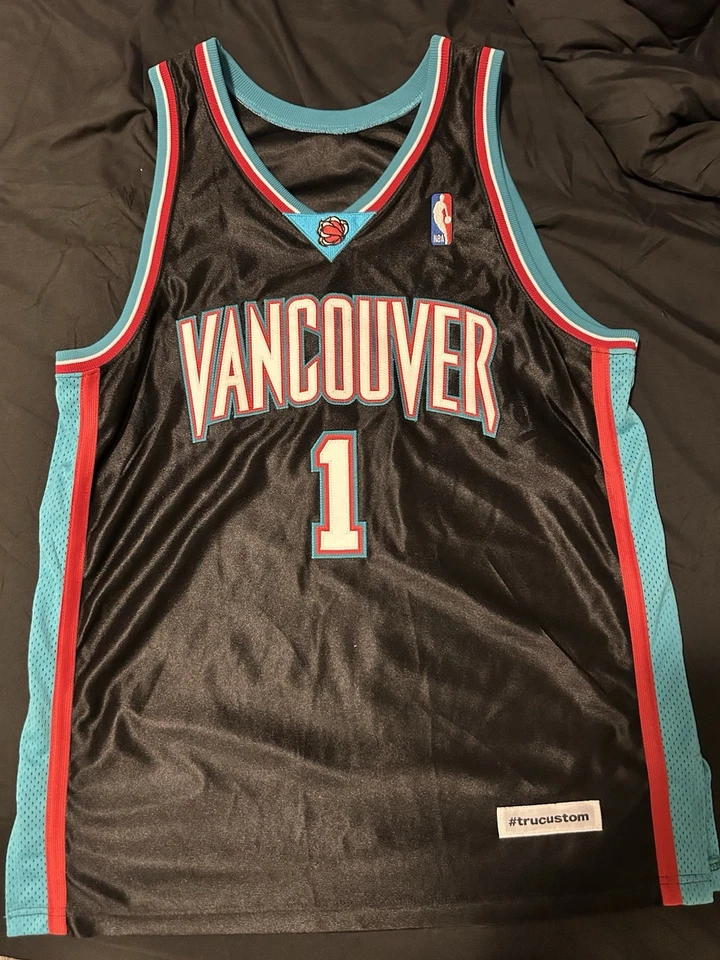 Vancouver Grizzlies Trucustoms Basketball Jersey Size.40 Mahmoud Abdul-Rauf #1 - Image 1 of 4