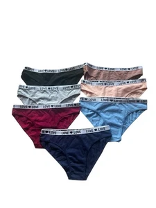 7 Paar Damen L Baumwolle Bikini Style Unterwäsche Cotton Stretch LOVE Bund - Bild 1 von 3